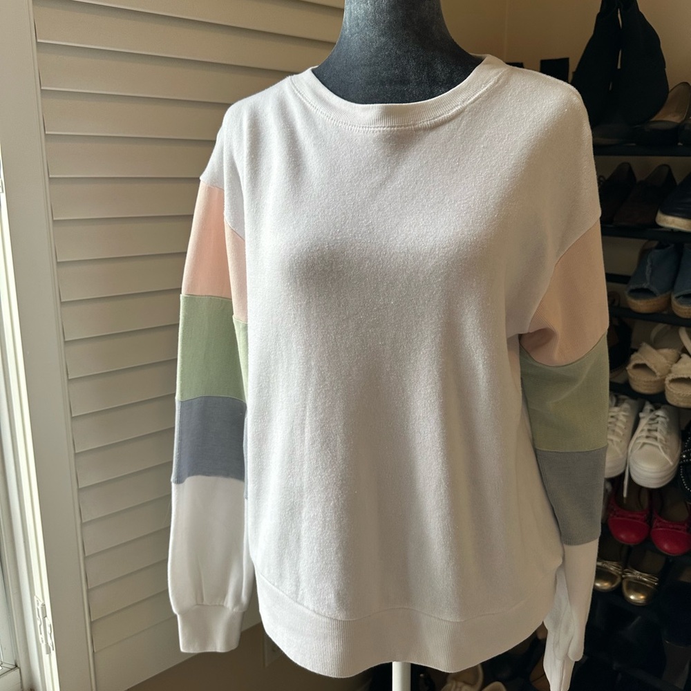 Ocean Drive Color Block Sleeve Pullover Sweatshirt size Small